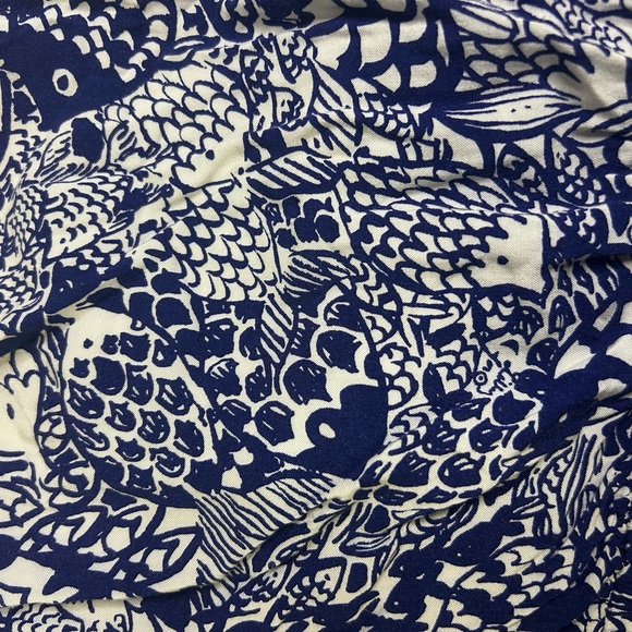 Lilly Pulitzer Target Blue White Strapless UpStream Fish Print Jumpsuit Size 1X - Picture 4 of 8